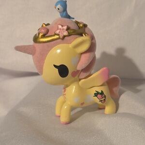 Yellow Unicorn Figurine with Pink Mane and Gold Crown